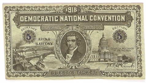 Wilson 1916 Convention Ticket