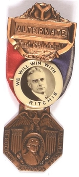 FDR, Ritchie 1932 Convention Badge with Pin