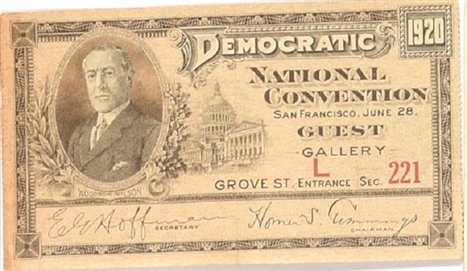 Cox 1920 Convention Ticket