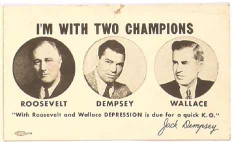 FDR, Dempsey, Wallace Campaign Card