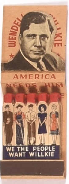 Willkie America Needs Him Matchbook