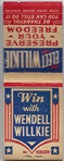 Willkie America Needs Him Matchbook
