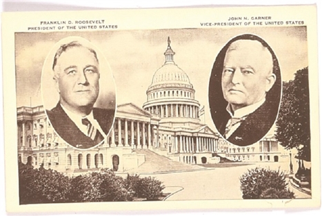 Roosevelt, Garner US Capitol Postcard