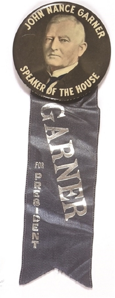 John Nance Garner for President Pin and Ribbon