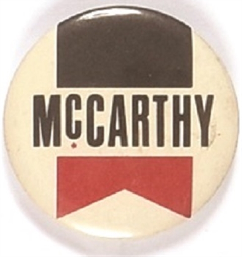 McCarthy for President Black and Red Ribbon Celluloid