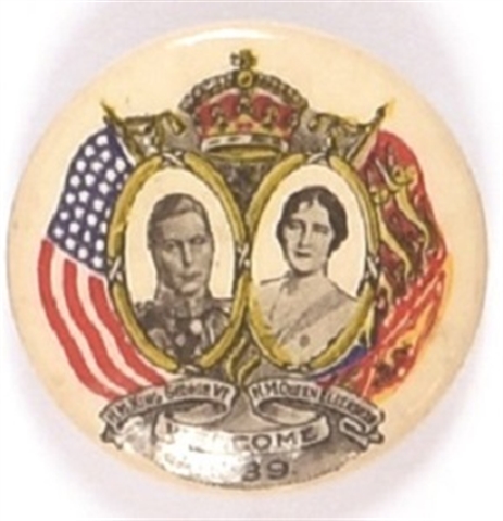 George VI, Elizabeth 1939 Welcome Pin