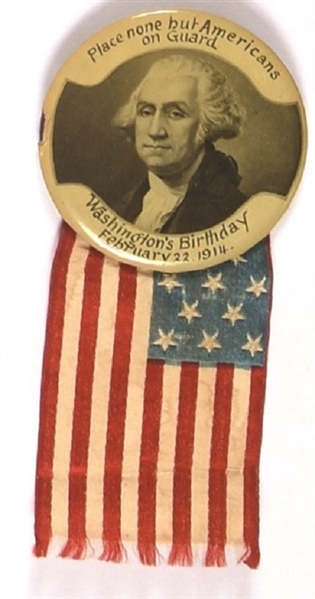 Washington Birthday 1914 Celluloid and Ribbon