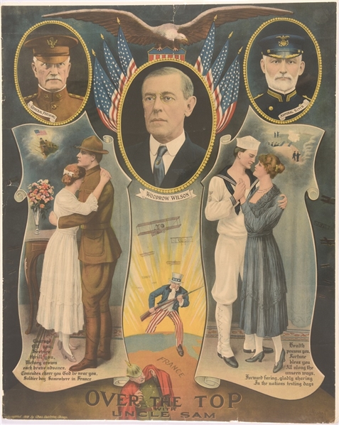 Wilson Over the Top With Uncle Sam Poster