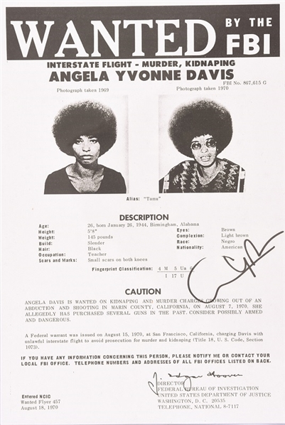 Davis Signed FBI Wanted Poster