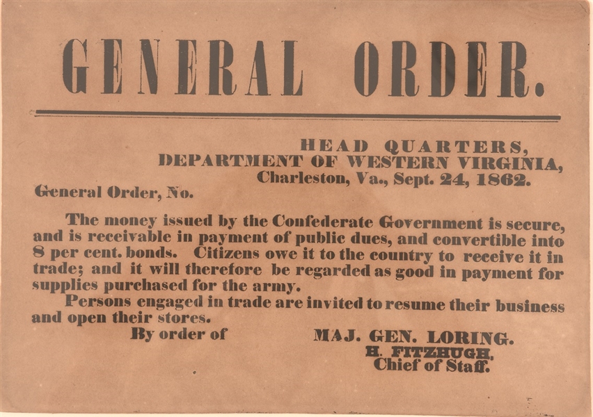 Civil War Virginia General Order