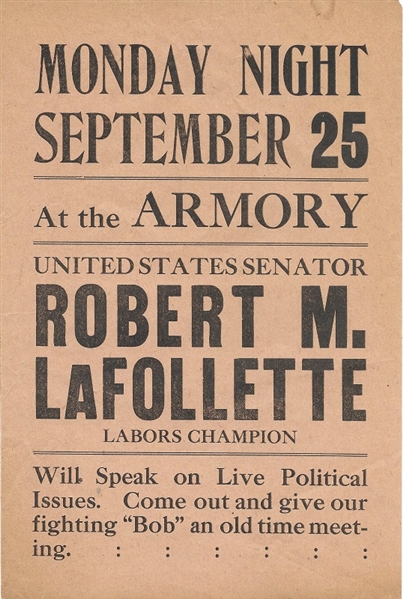 LaFollette Campaign Handbill