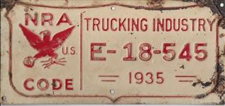NRA Trucking Industry License Plate