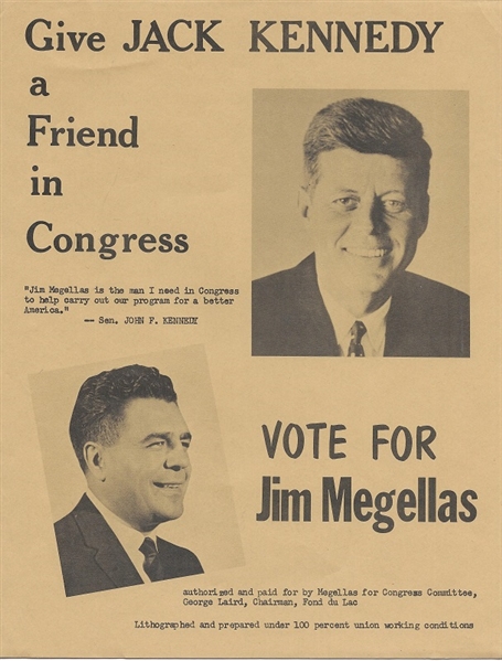 Kennedy Wisconsin Coattail Handbill