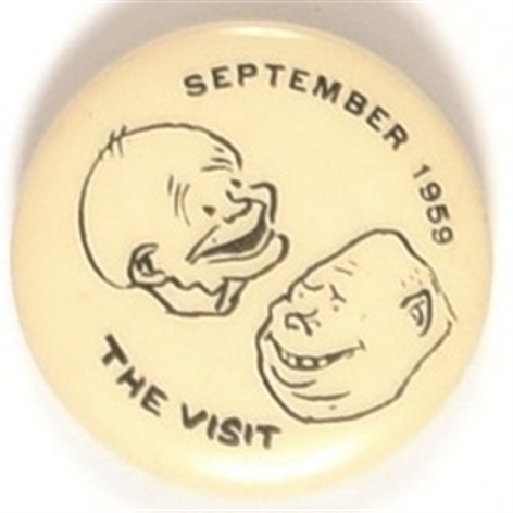 Eisenhower, Khrushchev the Visit Caricature Pin