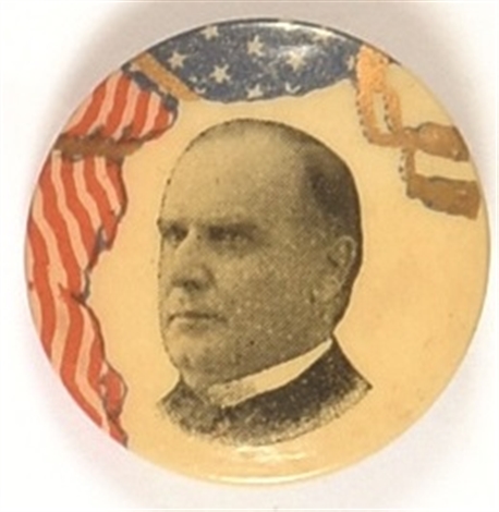 William McKinley Unusual Flag Design Celluloid