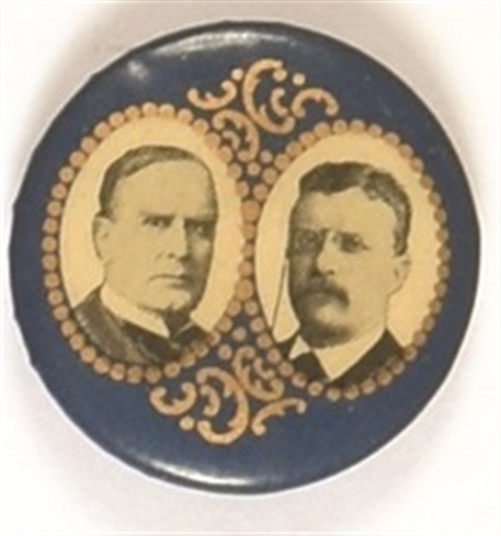 McKinley, Roosevelt Gold Filigree Celluloid