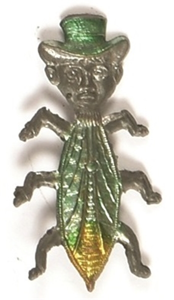 Bryan Silver Bug with Top Hat, Green Wings