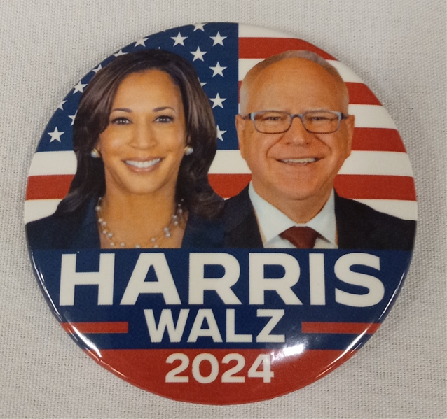 Harris, Walz Flag 3 Inch Celluloid