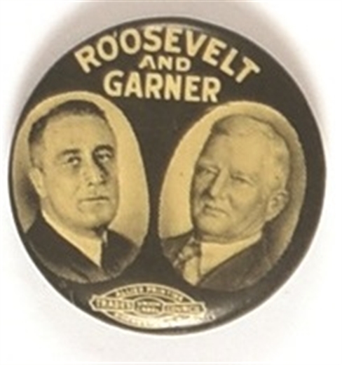 Roosevelt and Garner Black and White Jugate