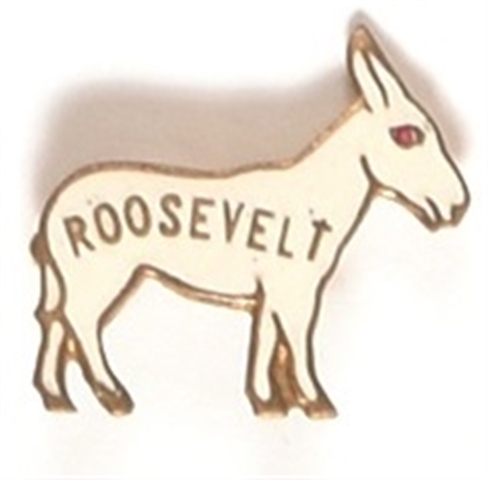 Roosevelt White Enamel Donkey Pin