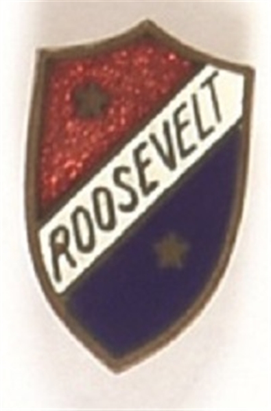 FDR Red, White, Blue and Gold Enamel Shield Pin