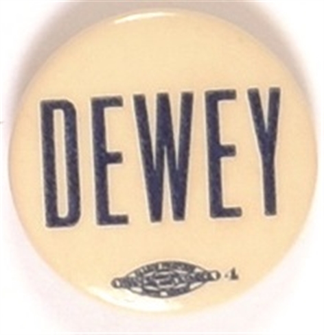 Dewey Blue and White Celluloid