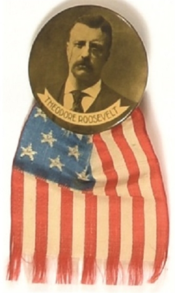 Roosevelt Celluloid With Flag Ribbon