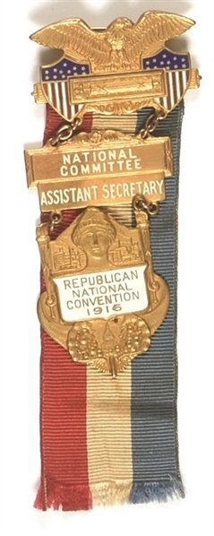 Hughes 1916 Convention National Committee Badge