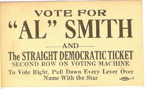 Al Smith Campaign Card