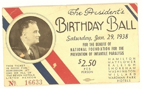 FDR Birthday Ball 1938 Ticket