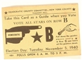 Roosevelt New York 1940 Election Card