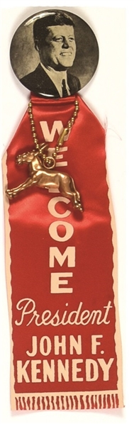 JFK Welcome Ribbon With Pin, Donkey