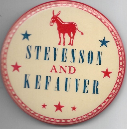 Stevenson, Kefauver Scarce Democratic Donkey Pin