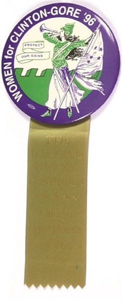 Clinton Suffrage Clarion Pin and Ribbon