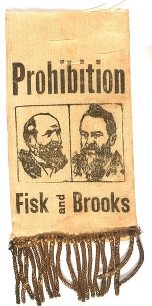 Fisk and Brooks Prohibition Party Ribbon