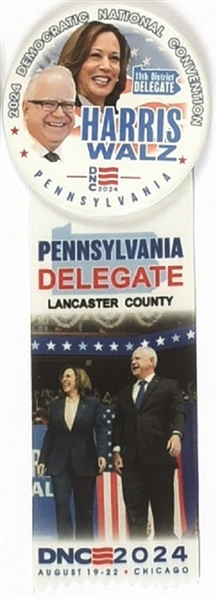 Harris, Walz Pennsylvania Delegate Pin and Ribbon