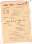 GOP National Committee Attention Women! 1922 Handbill