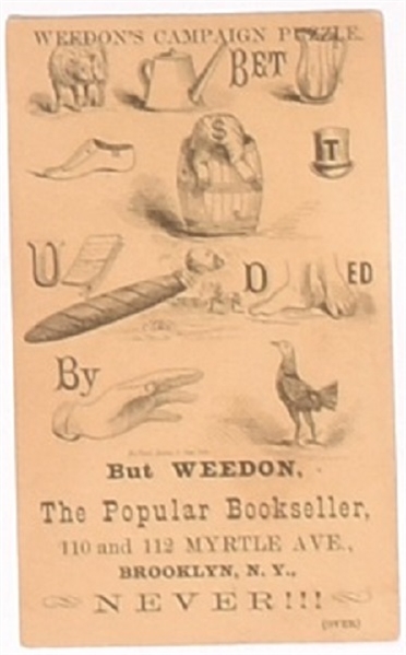 Hancock Rebus Brooklyn Bookstore Trade Card