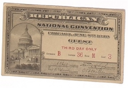 Cox 1920 Convention Ticket