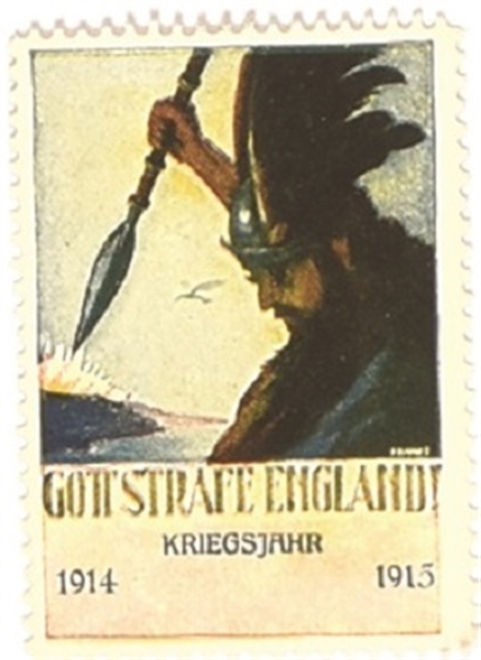 World War I German God Punish England Stamp