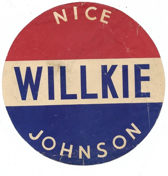 Willkie, Walter Johnson Coattail Sticker