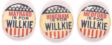 Trio of Willkie Massachusetts Pins