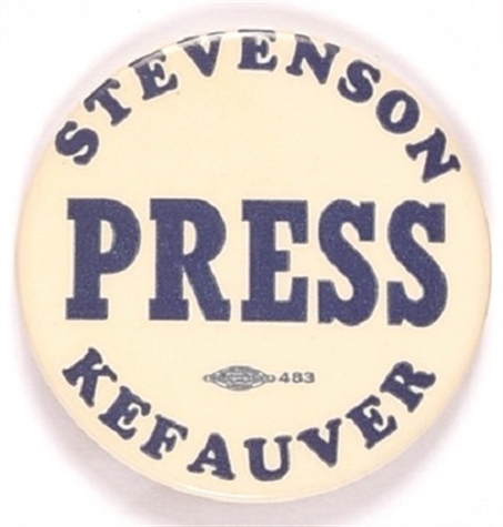 Stevenson, Kefauver Press Badge