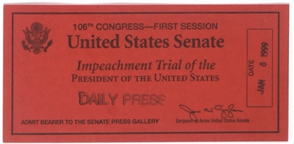 Clinton Impeachment Trial Press Ticket