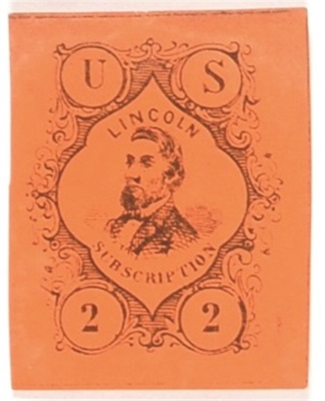 Lincoln "2" Subscription Stamp