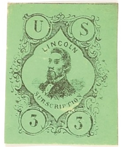 Lincoln "3" Subscription Stamp