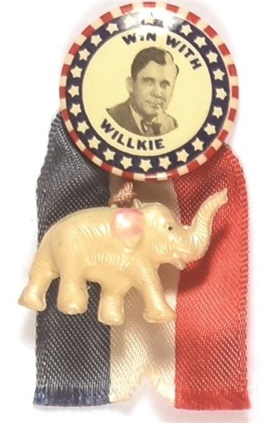 Win With Willkie Pin, Elephant