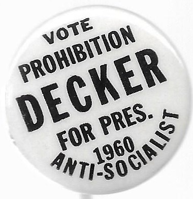 Decker 1960 Prohibition Party 