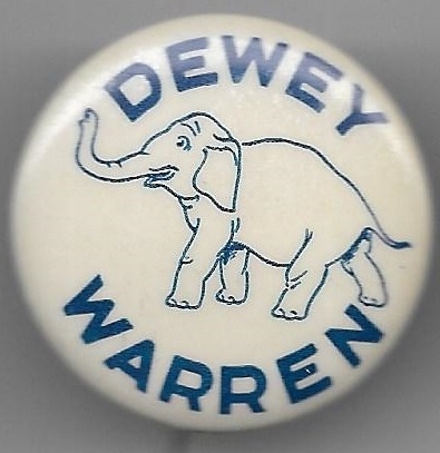 Dewey, Warren GOP Elephant Pin 