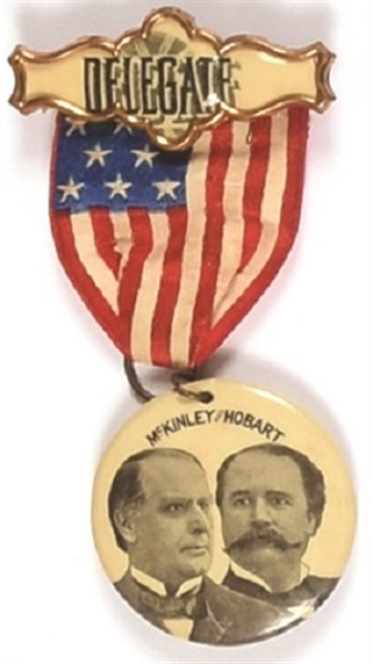 McKinley, Hobart Sound Money Jugate, Delegate Pin